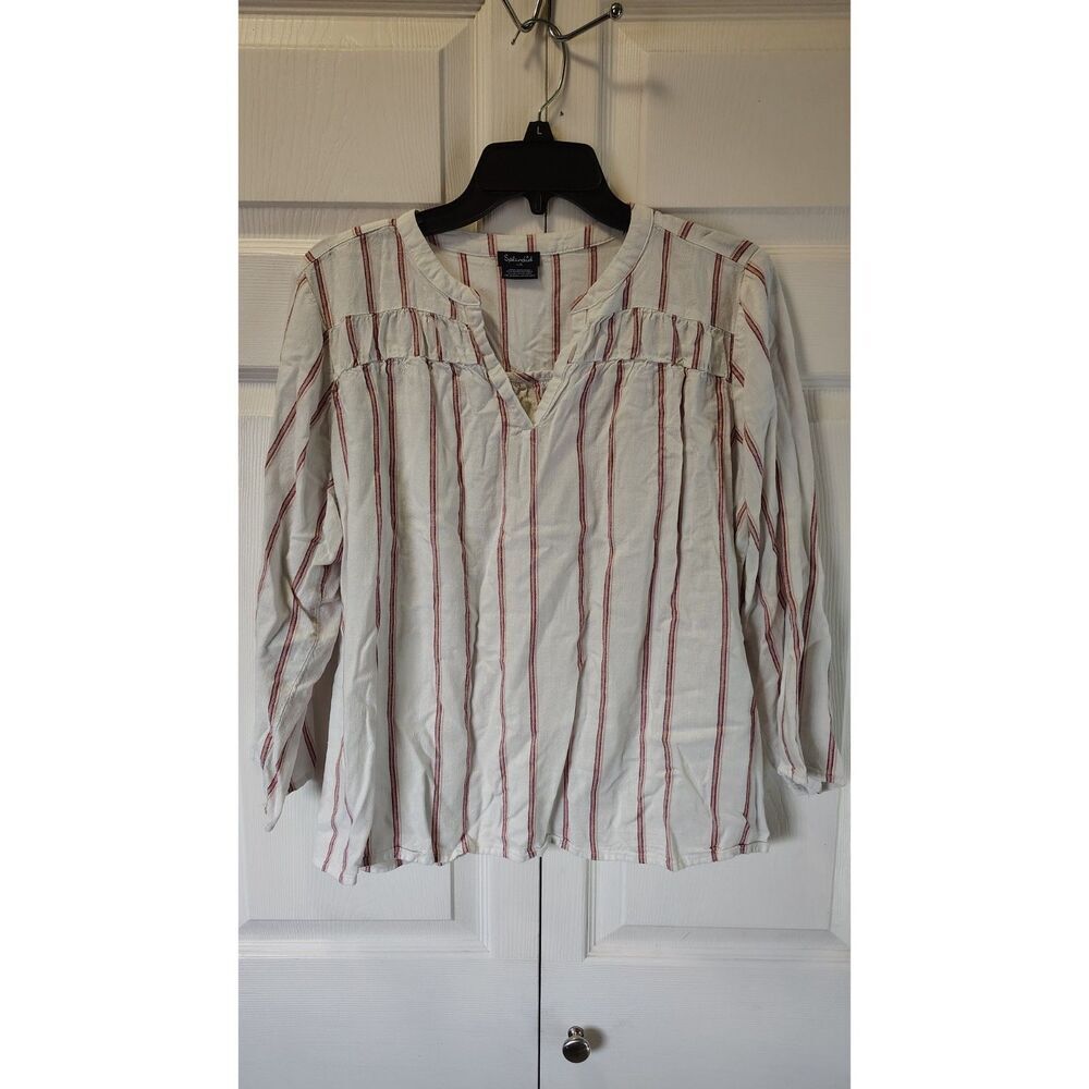 Splendid Striped Boho Cottagecore Long Sleeve Blouse Large